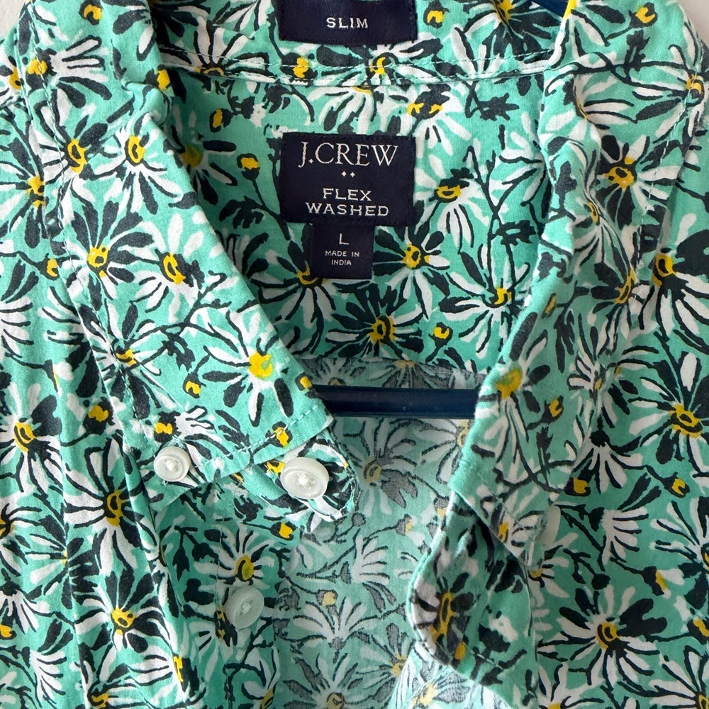 J. Crew Mint Green Floral Button-Down Shirt